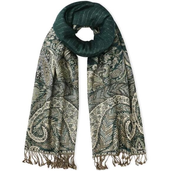 Silky Paisley Pashmina Shawl Scarf-Women's Soft Double-side Jacquard - Picture 1 of 6
